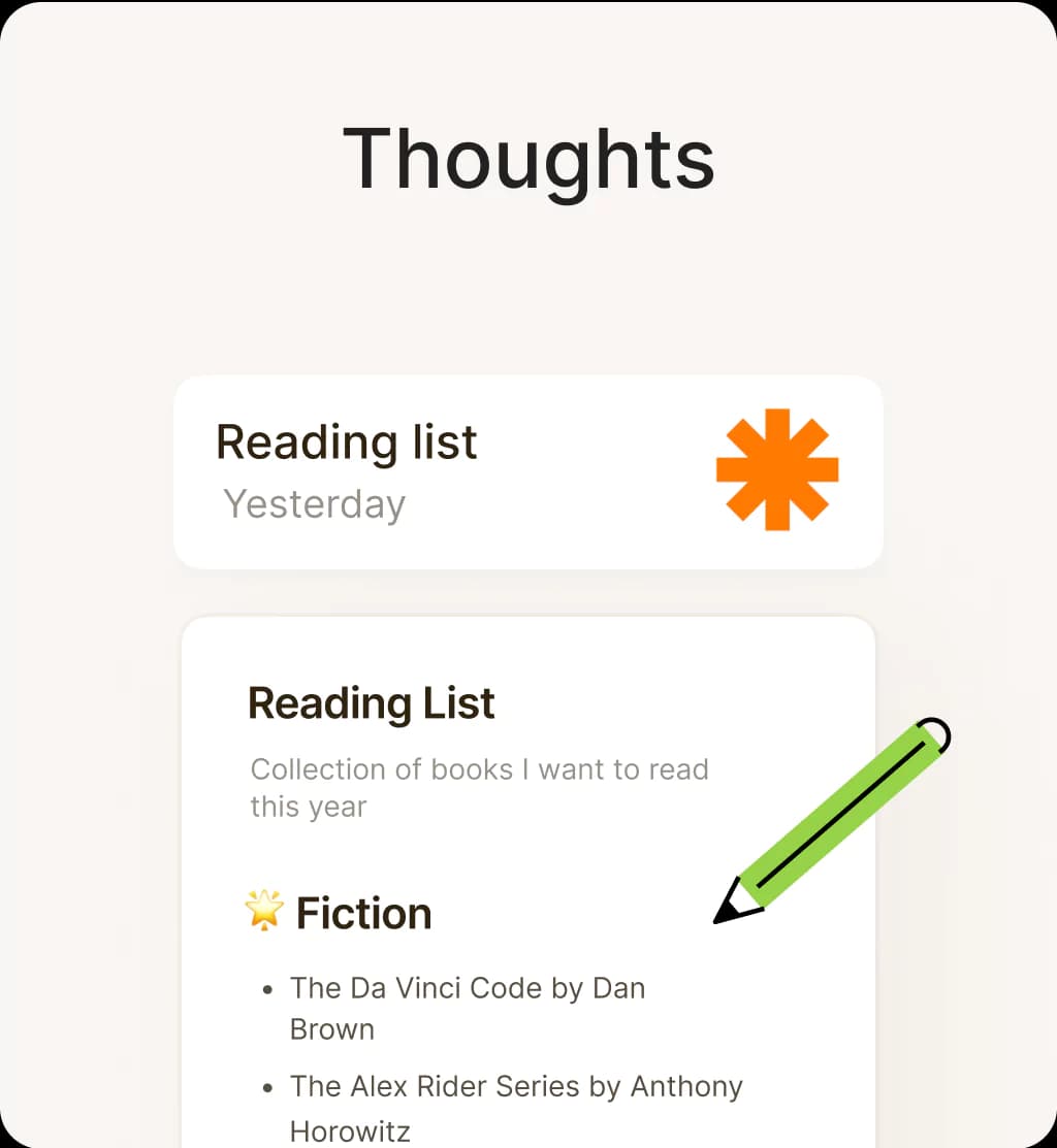 A UI rappresentation of thoughts